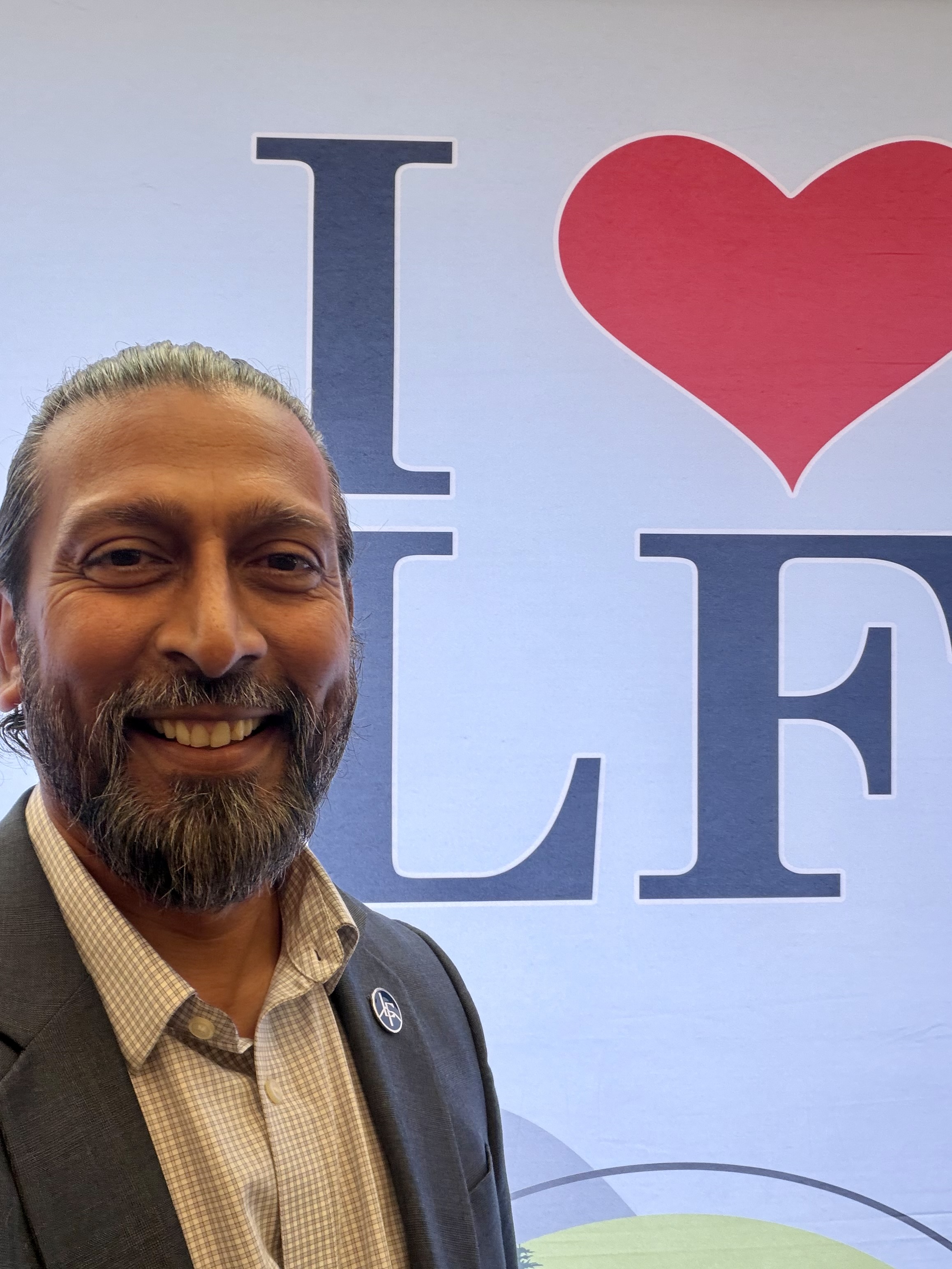 Anil Patel showing his Lake Forest pride